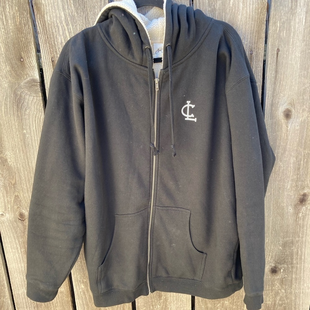 Men's Clifford Lenox Julian Smith Black Logo Full-Zip Hoodie L Lined Gym Active